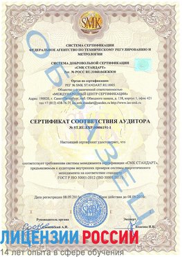 Образец сертификата соответствия аудитора №ST.RU.EXP.00006191-1 Старая Купавна Сертификат ISO 50001