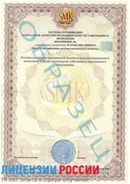 Образец сертификата соответствия (приложение) Старая Купавна Сертификат ISO 13485