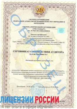 Образец сертификата соответствия аудитора №ST.RU.EXP.00006174-3 Старая Купавна Сертификат ISO 22000