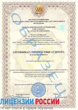 Образец сертификата соответствия аудитора №ST.RU.EXP.00006191-3 Старая Купавна Сертификат ISO 50001