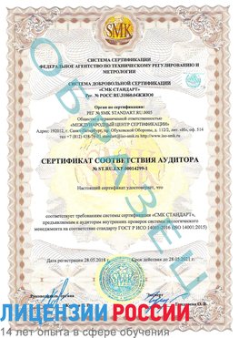 Образец сертификата соответствия аудитора №ST.RU.EXP.00014299-1 Старая Купавна Сертификат ISO 14001